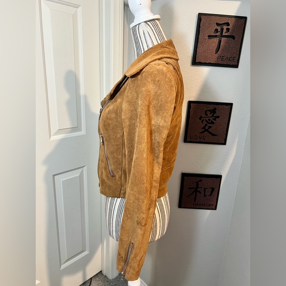 Lulu's NWOT Suede With Love Tan 4 Pockets Moto Jacket size Small - Picture 6 of 11